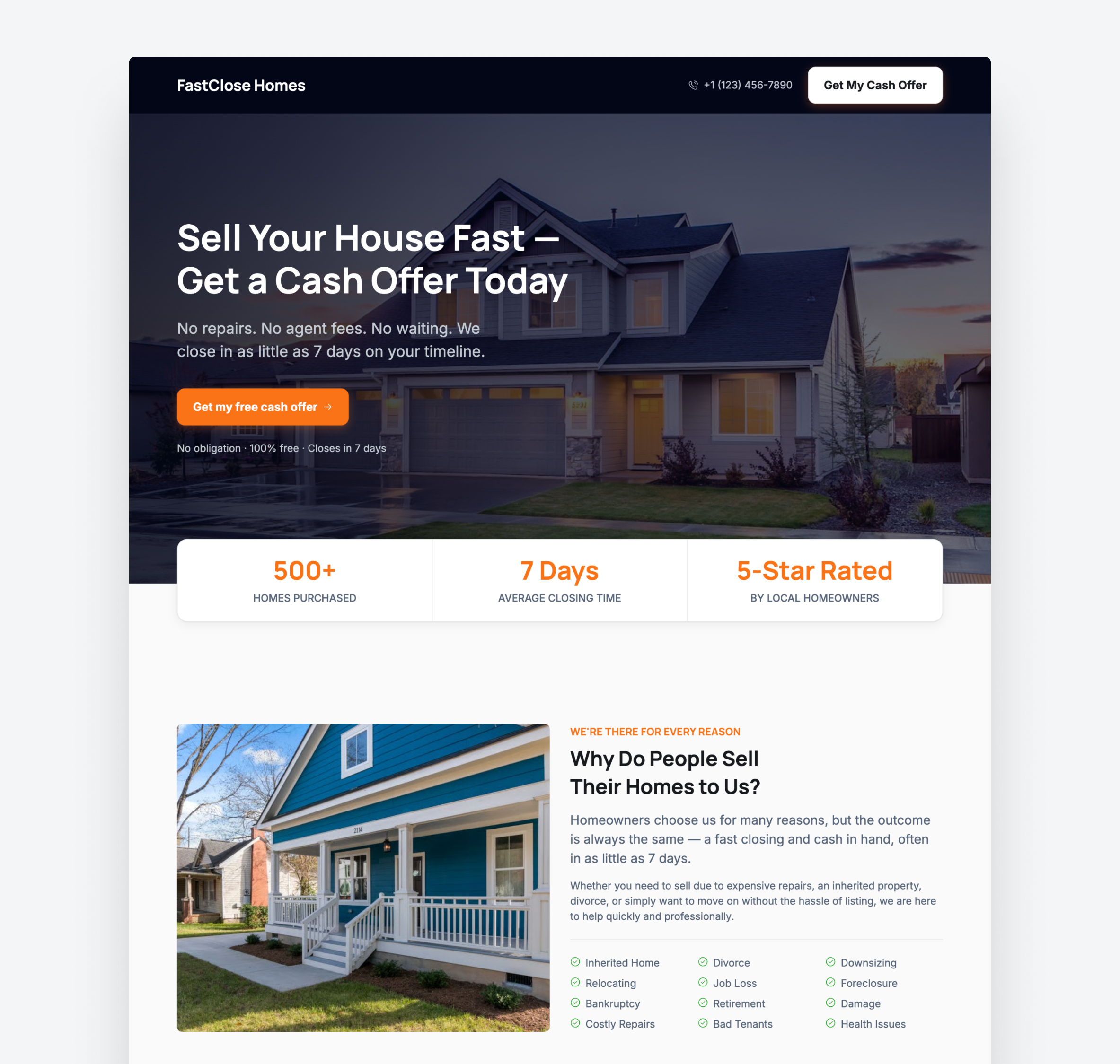 Cash Home Buyer Website preview screenshot